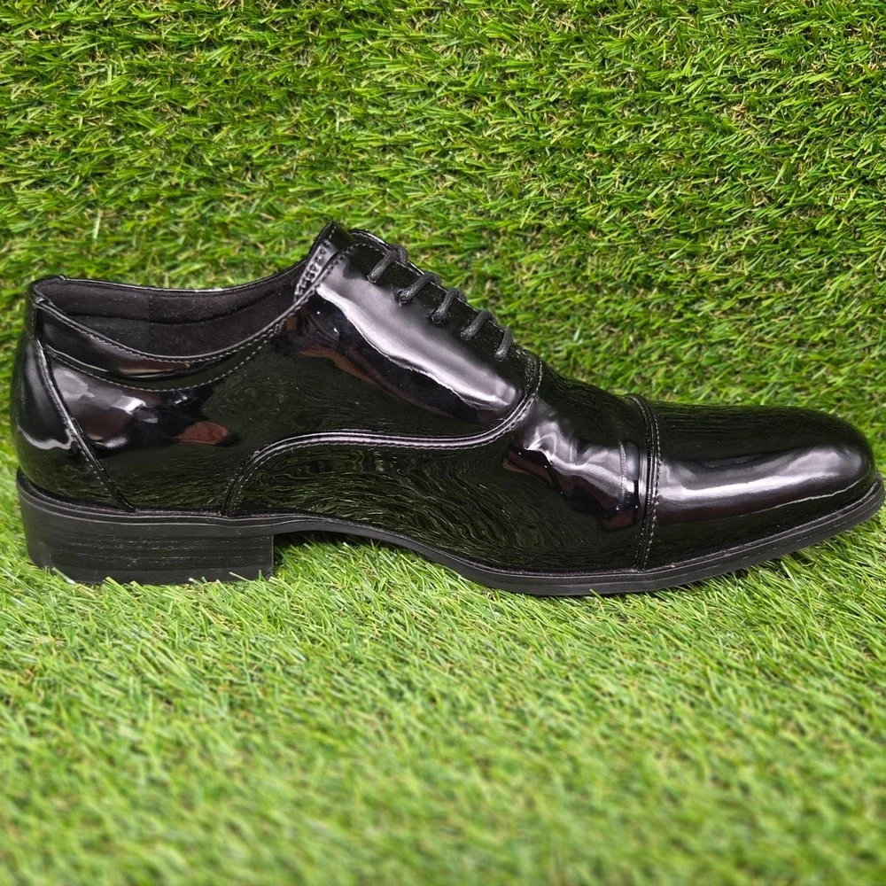 Stacy Adams Gala Cap Toe Oxford Patent Dress Shoes Black Men's SIZE 9